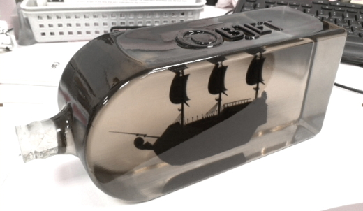 3D Geprint schip in een fles