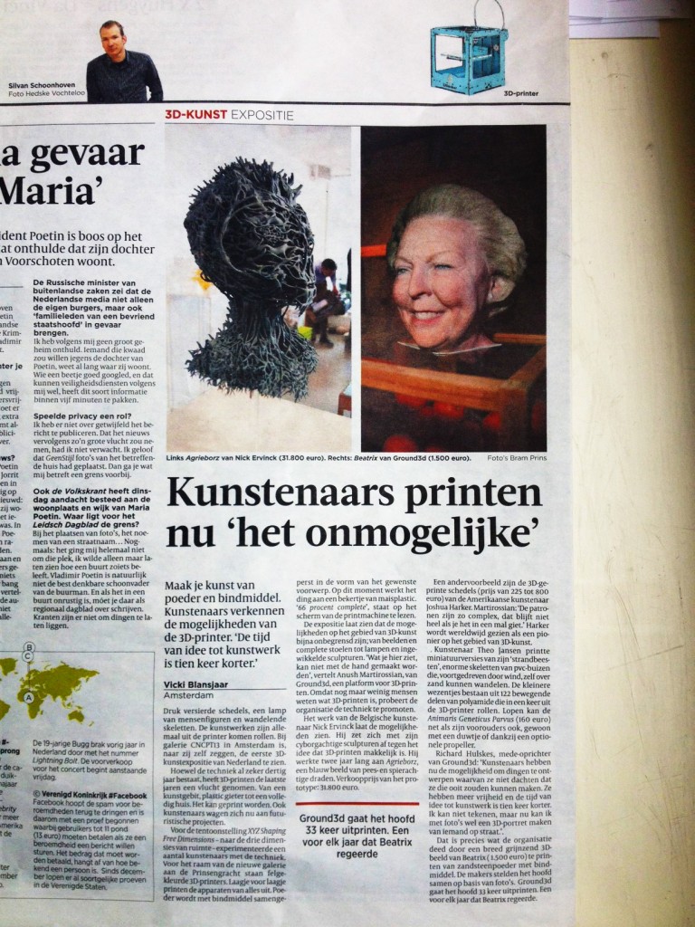 Ground3d in de Volkskrant met 3D printen